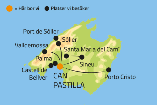 Geografisk karta ver Mallorca.